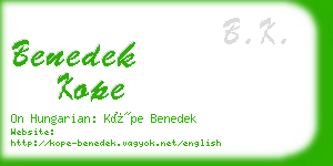 benedek kope business card